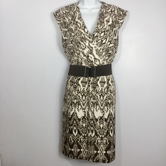 Emma & Michelle Brown and Cream Color Dress - Picture 1 of 7